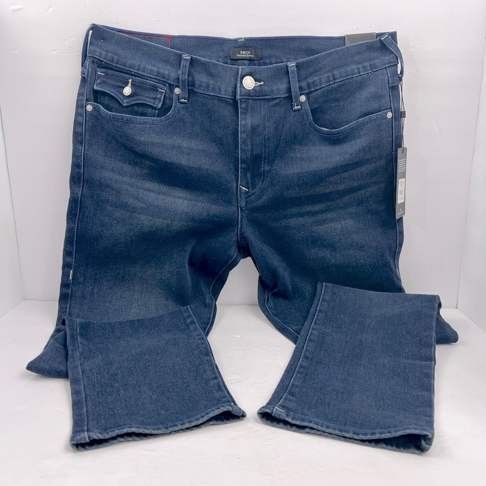 TRUE RELIGION JEANS, ROCCO RELAXED SKINNY, DARK SCORCHED, WASH,W 36, IN-SEAM 32 - Picture 5 of 16